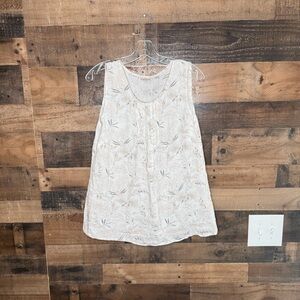 Floral Cream Sleeveless Blouse